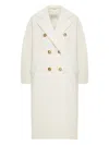 Max Mara Double-breasted Wool Coat In White