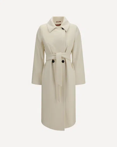 Max Mara Double Breasted Wool Coat In White