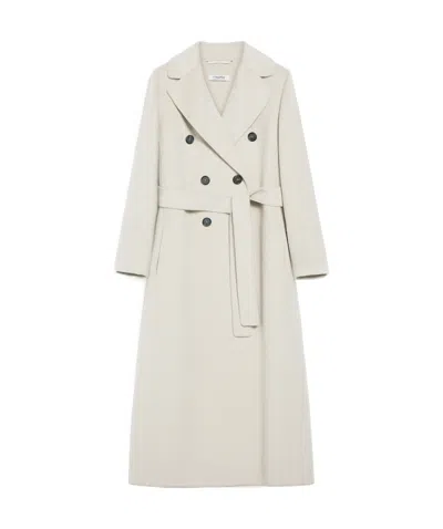 Max Mara Double-breasted Wool Coat In White