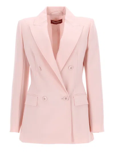 Max Mara Double-breasted Wool Crepe Jacket In Pink