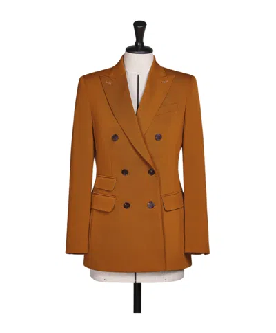 Max Mara Double-breasted Wool Granite Blazer In Brown