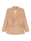 Max Mara Double-breasted Wool Jacket Back Vent In Brown