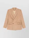 Max Mara Double-breasted Wool Jacket Back Vent In Brown