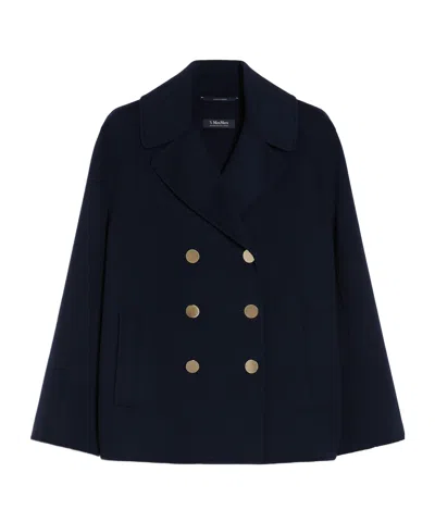 Max Mara Double-breasted Wool Jacket In Black