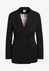 Max Mara Blue Doublebreasted Wool Jacket In Black