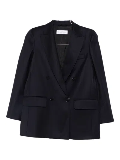 Max Mara Double-breasted Wool Jacket In Blue