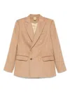 Max Mara Double-breasted Wool Jacket Back Vent In Brown