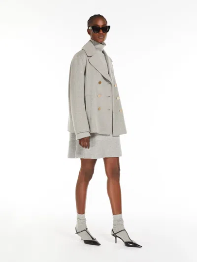 Max Mara Double-breasted Wool Jacket In Medium Grey
