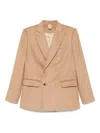 Max Mara Double-breasted Wool Jacket Back Vent In Sand