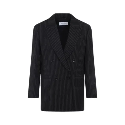 Max Mara Double-breasted Wool Jacket With Pinstripe Design
