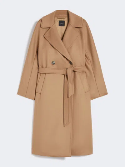 Max Mara Double-breasted Wool Midi Coat In Multi