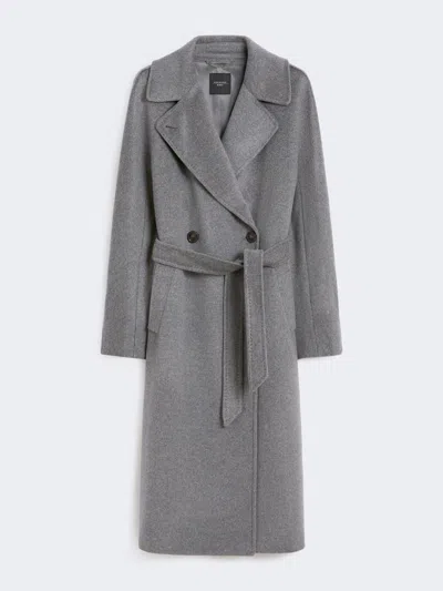 Max Mara Double-breasted Wool Midi Coat In Gray