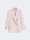 Max Mara Double-breasted Wool, Mohair And Silk Blazer In Pink