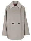 Max Mara Double-breasted Wool Pea Coat Coats Grey In Multi