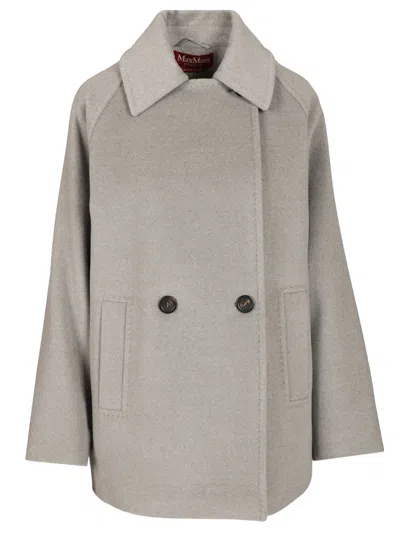 Max Mara Double-breasted Wool Pea Coat In Gray