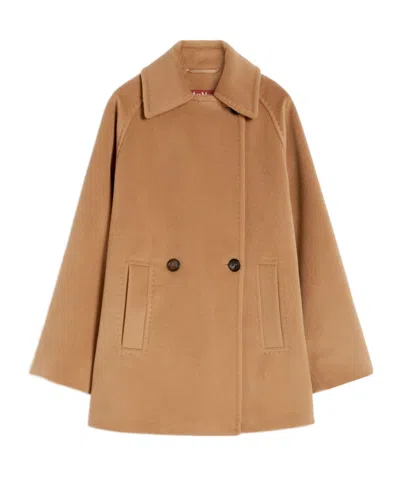 Max Mara Double-breasted Wool Peacoat In Brown