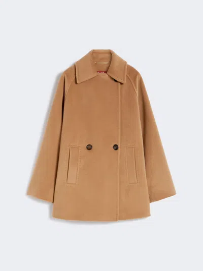 Max Mara Double-breasted Wool Peacoat In Brown