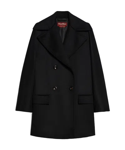 Max Mara Double-breasted Wool Short Coat In Black