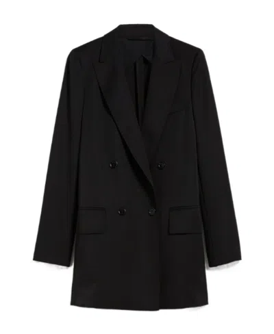 Max Mara Double-breasted Wool Suit Jacket In Black
