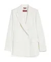 Max Mara Double-breasted Wool Suit Jacket In White