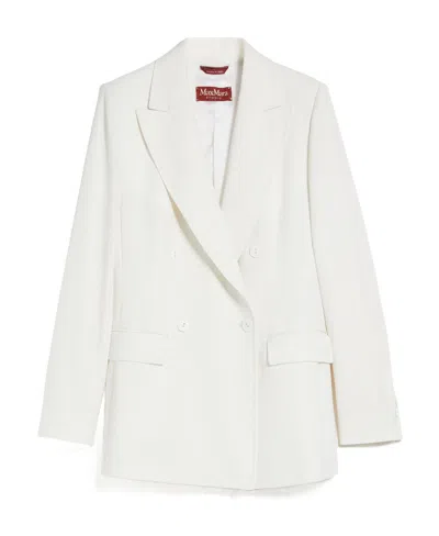 Max Mara Double-breasted Wool Suit Jacket In White