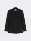 Max Mara Double-breasted Wool Tailored Blazer In Black