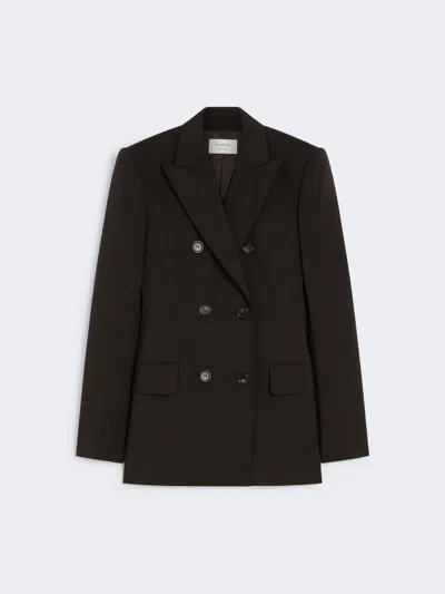 Max Mara Double-breasted Wool Tailored Blazer In Brown