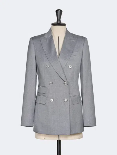 Max Mara Double-breasted Wool Twill Blazer In Gray
