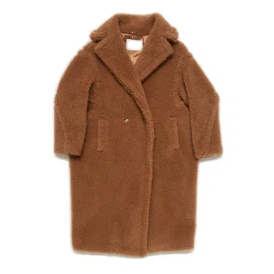 Max Mara Teddy Bear Icon Faux Fur Coat In Camel