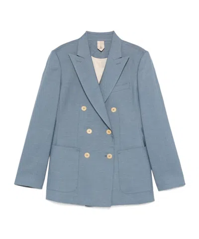 Max Mara Double Cashmere And Pea Coat In Blue