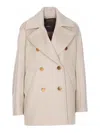 Max Mara Double-breasted Long-sleeved Coat In Beige