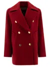 Max Mara Double-breasted Cashmere Coat Featuring Back Belt In Red