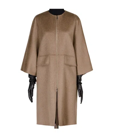 Max Mara Double Cashmere T-coat In Brown