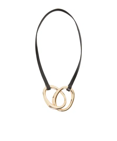 Max Mara Double Circle Necklace In Black