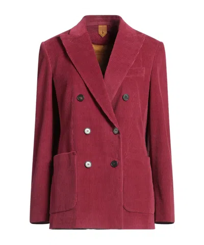 Max Mara Woman Blazer Garnet Size 12 Cotton, Elastane In Red