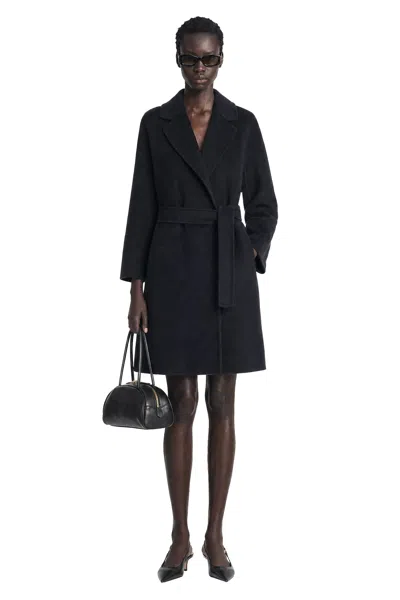 Max Mara Double Face Wool Coat In Black