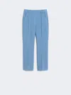Max Mara Double-faced Viscose Canvas Trousers In Blue