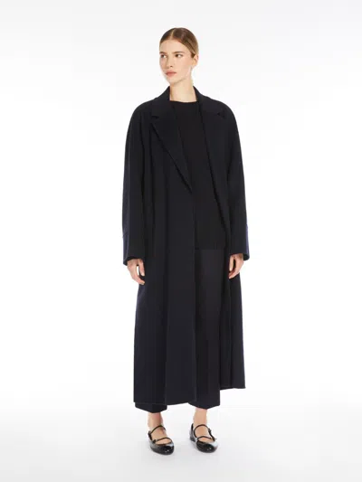 Max Mara Double-faced Wool Coat With Belt In Black
