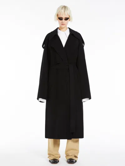 Max Mara Double-faced Wool Trench Coat In Black