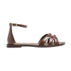 Max Mara Round Toe Flat Sandals In Brown