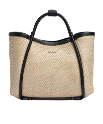 Max Mara Xs Summer Marin Raffia Effect Bag In Sabbia
