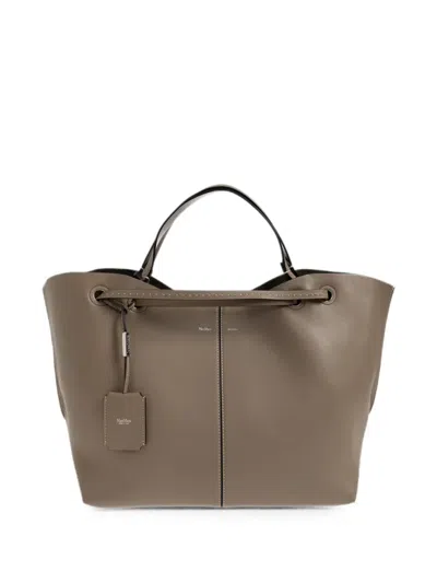 Max Mara Double Lamb Leather Shoulder Bag In Neutrals