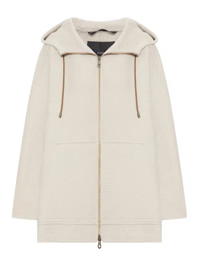Max Mara Double-layer Pure Cashmere Sweatshirt Coat In Neutral