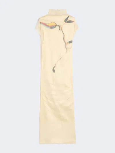 Max Mara Double-layer Satin Dress In Yellow