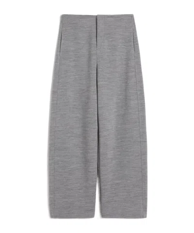 Max Mara Double-layer Wool And Cotton Blend Trousers In Gray