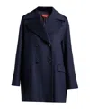 Max Mara Double- Long-sleeved Coat In Blue