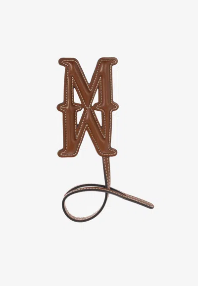 Max Mara Double M Leather Bag Charm In Brown