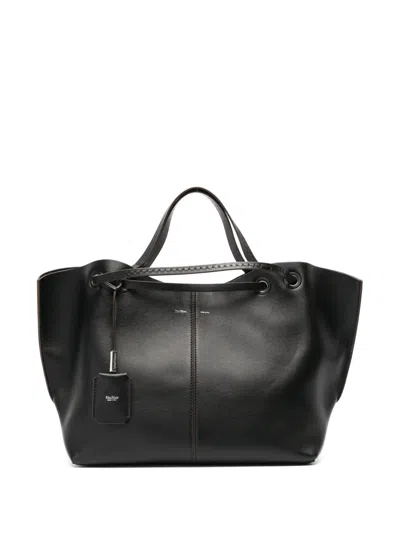 Max Mara Double Nappa Leather Shopper Bag In Black