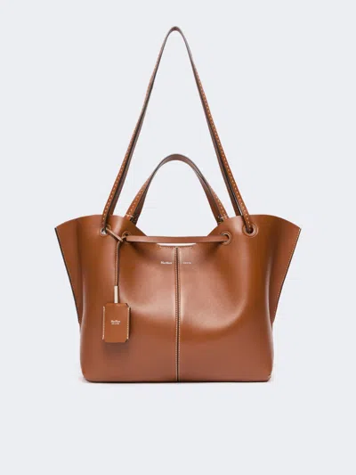 Max Mara Double Nappa Leather Shopper Bag In Red
