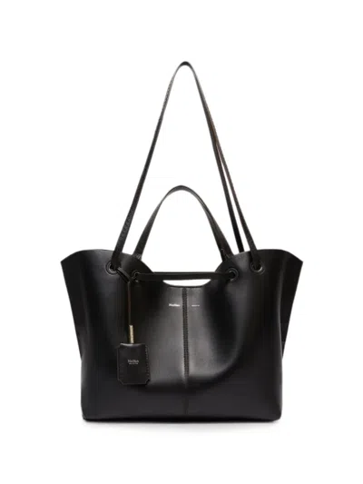 Max Mara Double Nappa Leather Shopper Bag In Black